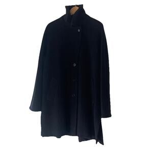 MAX MARA 100% Virgin Wool Made in Italy Black Medium Length Coat Oversized US10